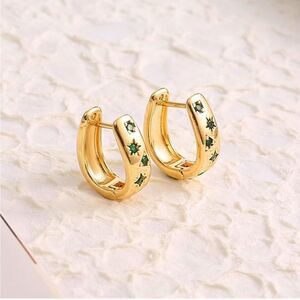 Chunky cubic zirconia hoop huggie earrings